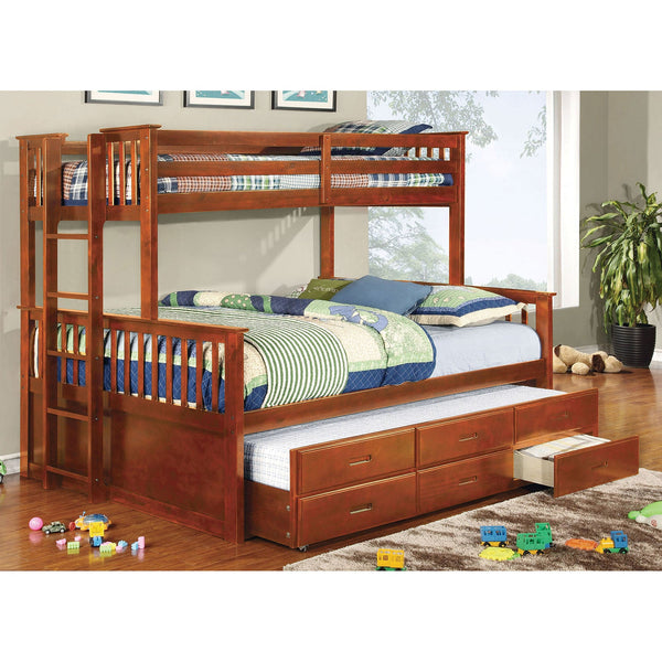 UNIVERSITY Oak Twin/Queen Bunk Bed + Trundle