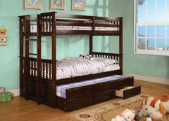 University II Dark Walnut Twin/Twin Bunk Bed + Trundle