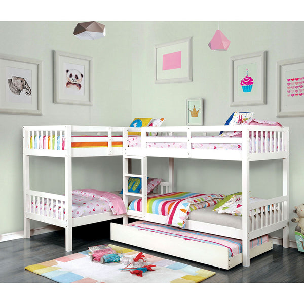 Marquette White Quadruple Twin Bunk Bed