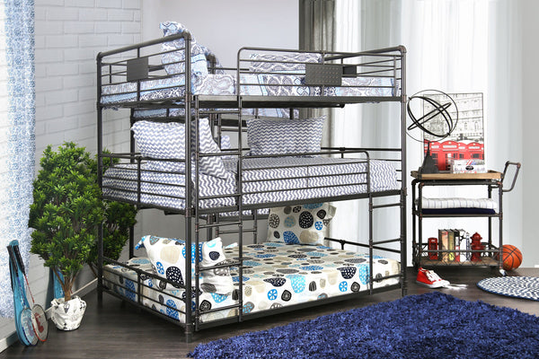 Olga I Sand Black Full/Full/Full Bunk Bed