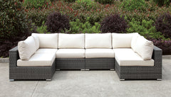 Somani Light Gray Wicker/Ivory Cushion U-Sectional