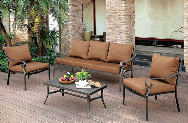 BONQUESHA I Brown/Distressed Black 4 Pc. Patio Set