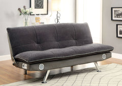 GALLAGHER Gray/Chrome Futon Sofa, Gray