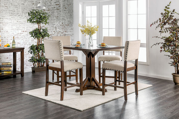 GLENBROOK Brown Cherry, Ivory 5 Pc. Counter Ht. Table Set