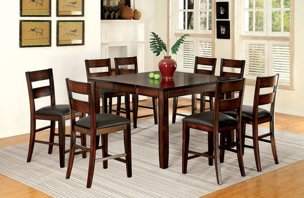 DICKINSON II Dark Cherry 8 Pc. Counter Ht. Dining Table Set w/ Bench