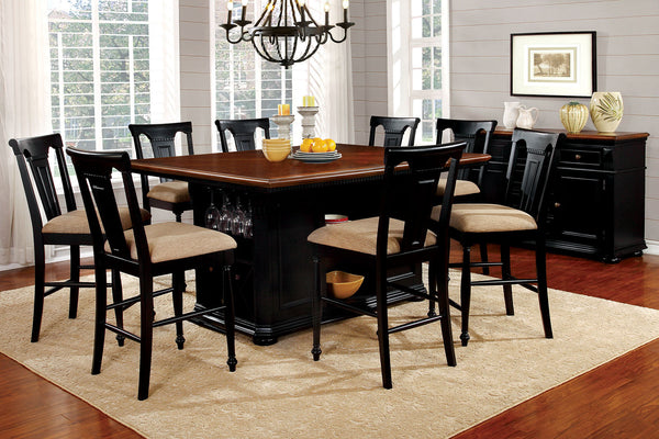 SABRINA Black/Cherry 9 Pc. Dining Table Set