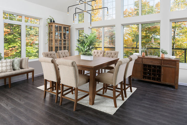 Sania III Rustic Oak 9 Pc. Counter Ht. Dining Table Set