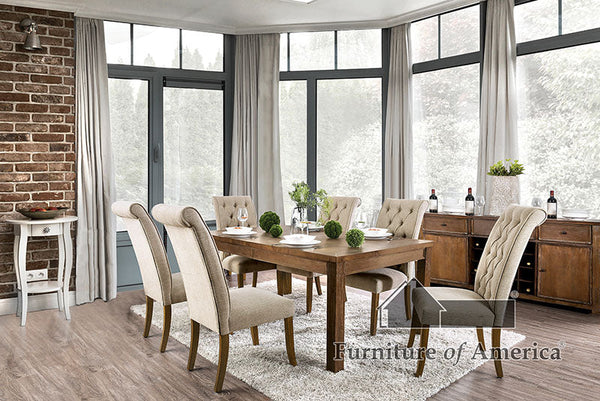 Sania I Rustic Oak 7 Pc. Dining Table Set