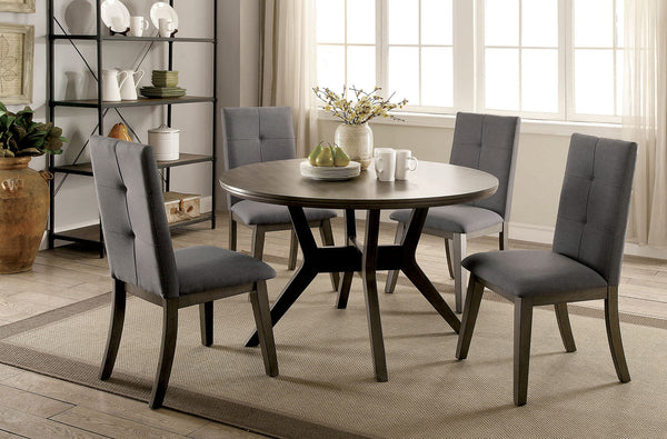 ABELONE Gray, Light Gray 5 Pc. Round Dining Table Set