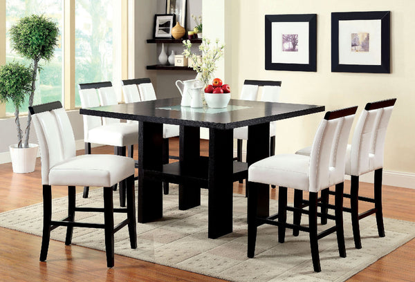 LUMINAR II Black/Beige 7 Pc. Counter Ht. Dining Table Set