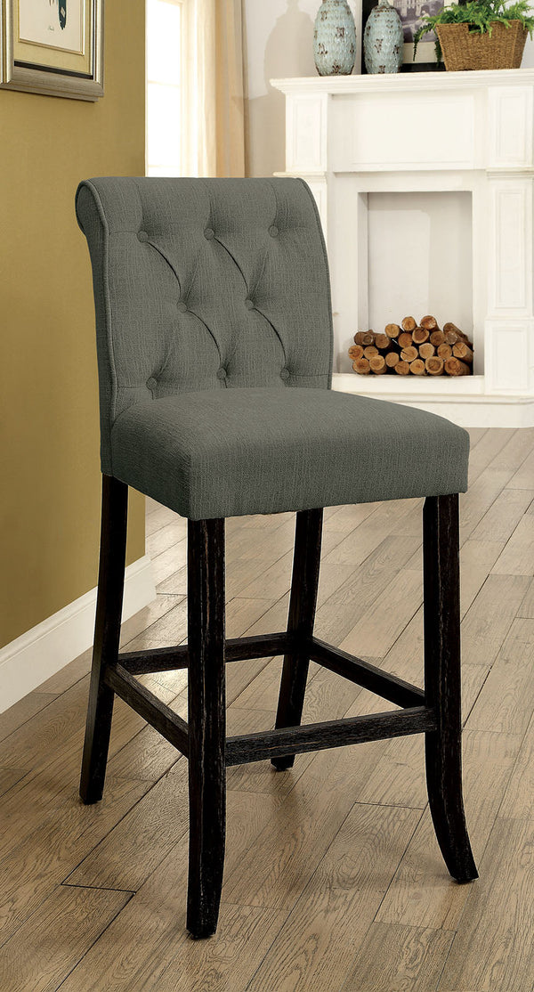 Sania III Gray/Antique Black Bar. Chair, Gray (2/CTN)