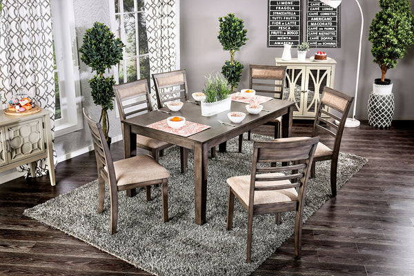 TAYLAH Weathered Gray/Beige 7 Pc. Dining Table Set