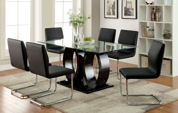 LODIA I Black 7 Pc. Dining Table Set