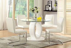 LODIA I White 5 Pc. Round Dining Table Set