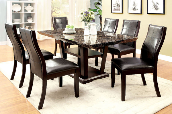 CLAYTON I Dark Cherry/Black 7 Pc. Dining Table Set