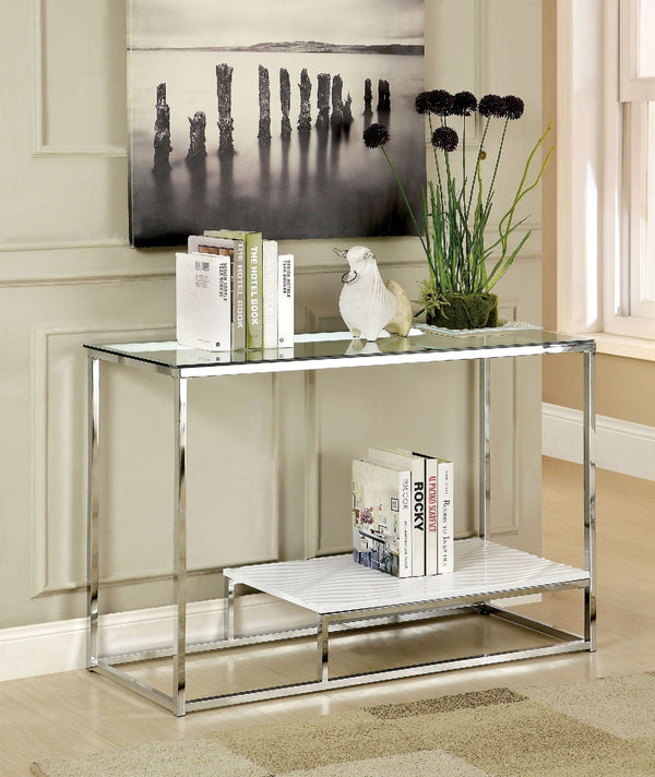VENDI White/Chrome Sofa Table