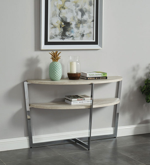 Madisyn White/Chrome Sofa Table