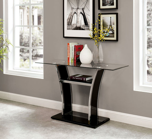 Staten Glossy Black/Chrome Sofa Table