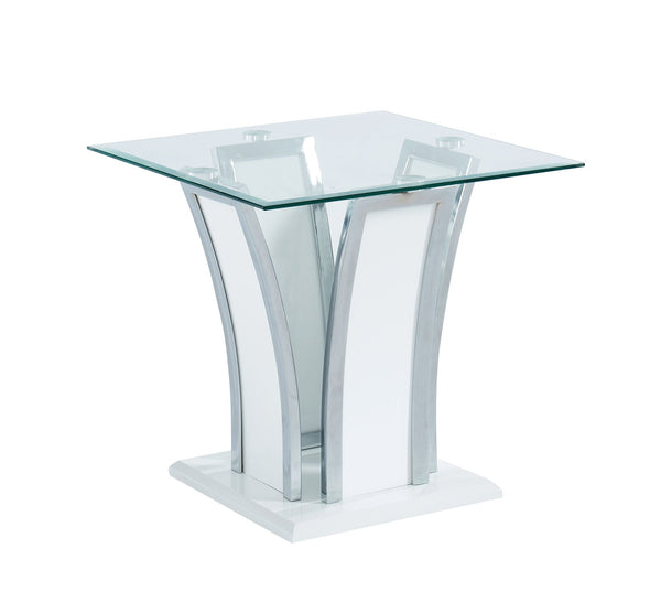 Staten Glossy White/Chrome End Table