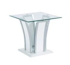 Staten Glossy White/Chrome End Table