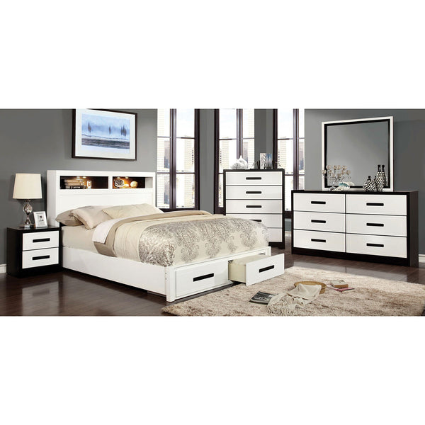 RUTGER White/Black 5 Pc. Queen Bedroom Set w/ Chest