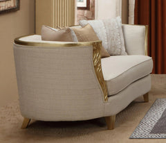 Cora Modern Sofa and Loveseat in Antique Gold Wood Finish by Cosmos Furniture