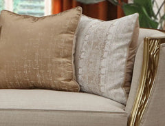 Cora Modern Sofa and Loveseat in Antique Gold Wood Finish by Cosmos Furniture