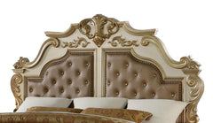 Miranda Transitional Style King Bed in Gold finish Wood
