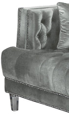 Kendel Silver Modern Style Gray Loveseat with Acrylic Legs