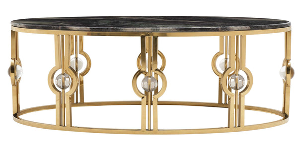 Anika Modern Style Marble Coffee Table with Metal Base