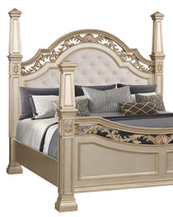 Valentina Traditional Style Queen Bed in Gold finish Wood
