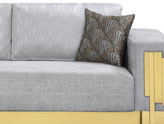 Megan Modern Style Gray Sofa with Gold Finish