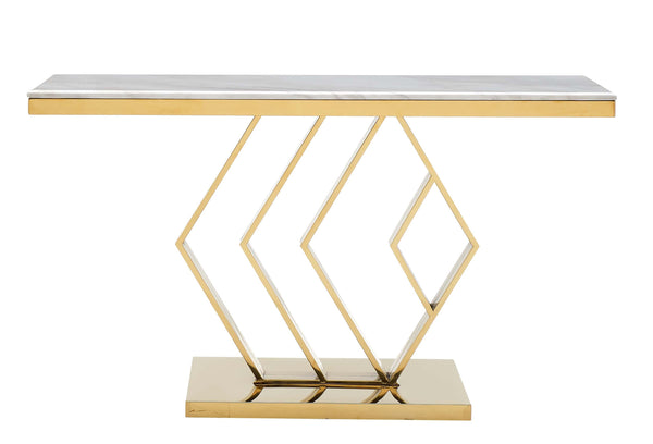 Gamila Modern Style Marble Console Table with Metal Base