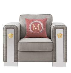 William Modern Style Gray Chair with Metal legs