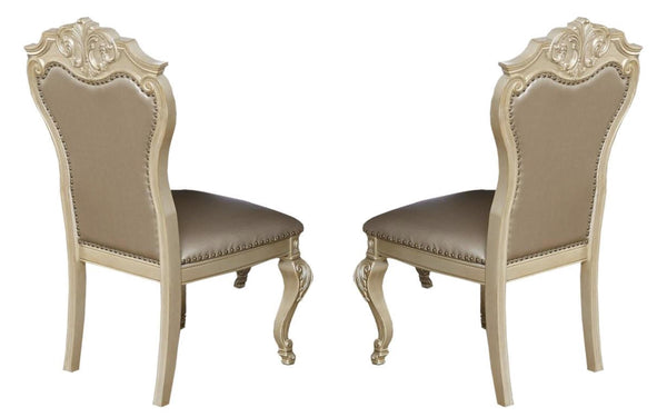 Miranda Transitional Style Dining Side Chair in Gold finish Wood
