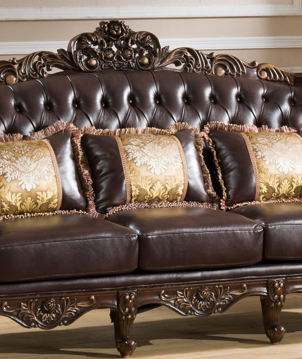 Vanessa Traditional Style Sofa in Walnut finish Wood