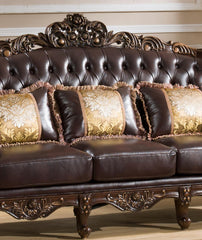 Vanessa Traditional Style Sofa in Walnut finish Wood