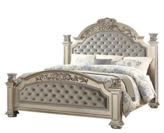 Platinum Traditional Style Queen Bed in Gold finish Wood
