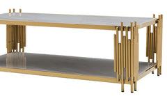 Lawrence Modern Style Marble Coffee Table with Metal Base
