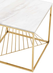 Halina Modern Style Marble End Table with Metal Base