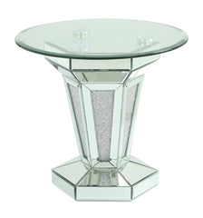 Diva Modern Style Glass End Table with Silver fiinish