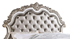 Melrose Transitional Style King Bed in Silver finish Wood