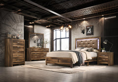 Yasmine Brown Modern Style King Bed in Espresso finish Wood