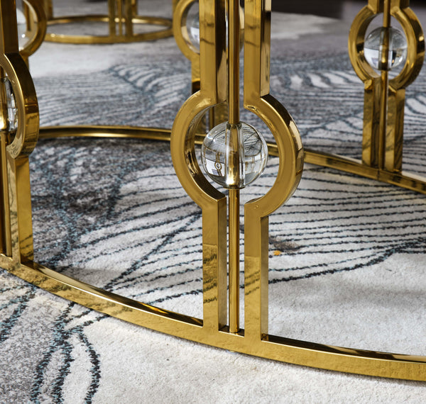 Anika Modern Style Marble Coffee Table with Metal Base