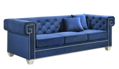 Clover Modern Style Blue Sofa with Steel Legs