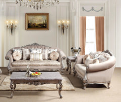 Cristina Traditional Sofa and Loveseat in Beige Wood Finish by Cosmos Furniture