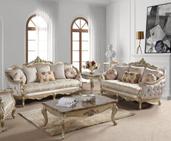 Diana Traditional Sofa and Loveseat in Champagne Wood Finish by Cosmos Furniture