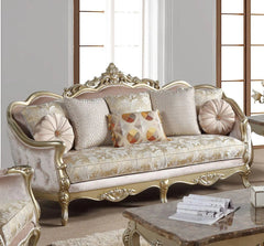 Diana Traditional Sofa and Loveseat in Champagne Wood Finish by Cosmos Furniture