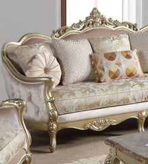 Diana Traditional Sofa and Loveseat in Champagne Wood Finish by Cosmos Furniture