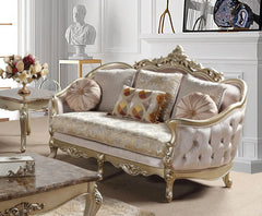 Diana Traditional Sofa and Loveseat in Champagne Wood Finish by Cosmos Furniture